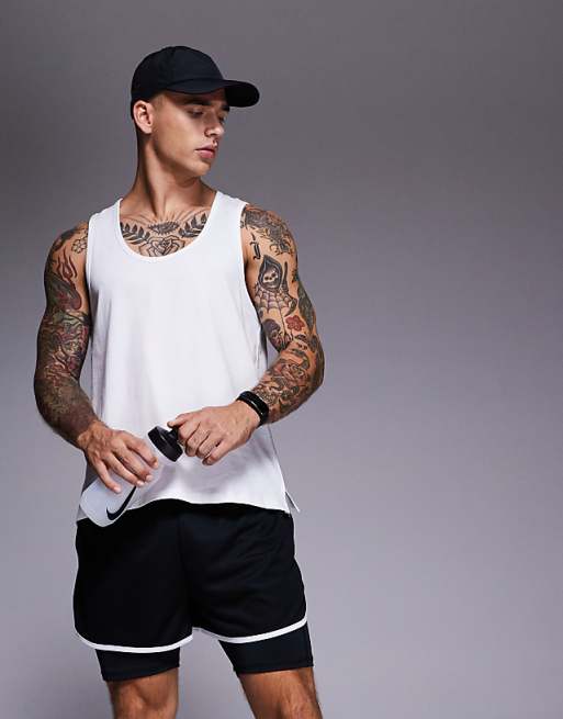 4505 Running cotton vest with quick dry finish in white