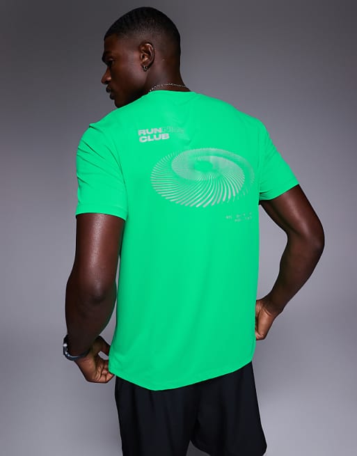 4505 running quick dry back print performance mesh t-shirt in neon green