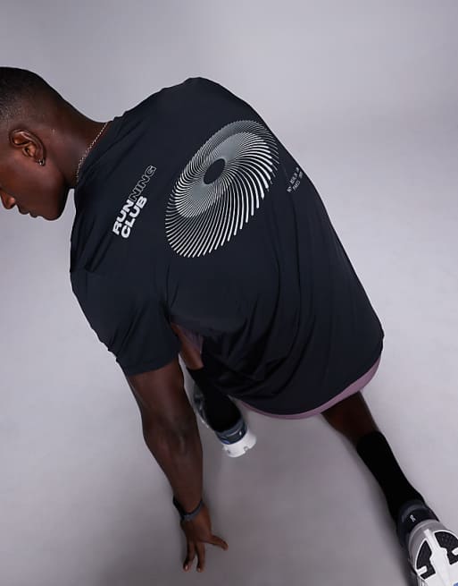 4505 running quick dry back print performance mesh t-shirt in black