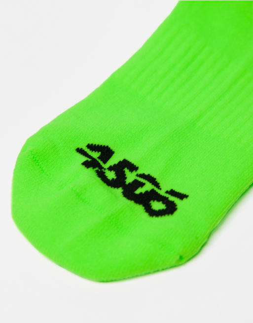 4505 Running Socks With Arch Support And Anti Bacterial Finish In Neon Pink Yellow Green
