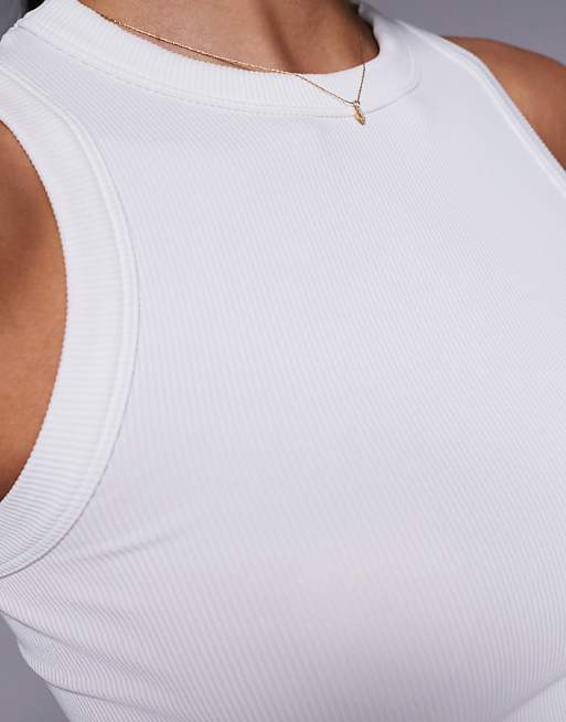 4505 Seamless Lightweight Rib 90s Racer Vest In White