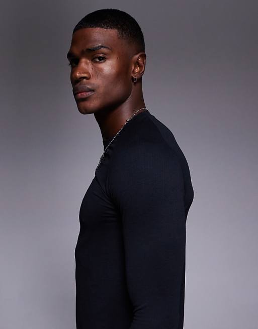 4505 Seamless Mesh Slim Fit Lightweight Base Layer Long Sleeve In Black