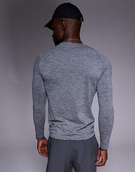 4505 Seamless Mesh Slim Fit Lightweight Base Layer Long Sleeve In Sky Grey Marl