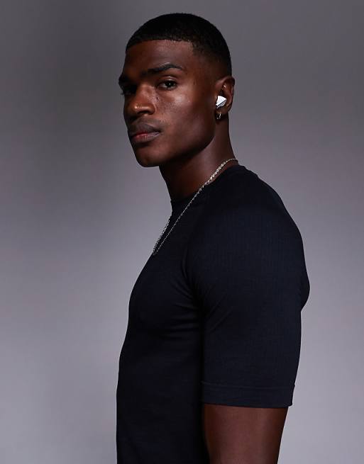 4505 Seamless Mesh Slim Fit Lightweight Base Layer T-shirt In Black