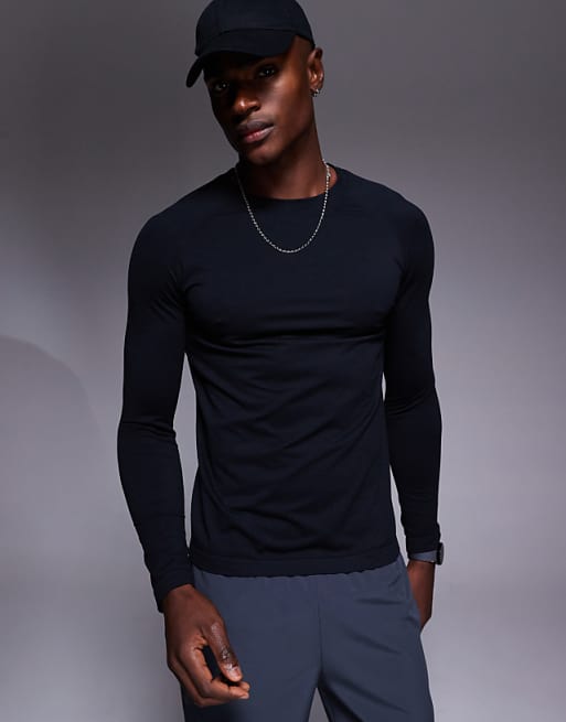 4505 seamless mesh slim fit lightweight base layer long sleeve in black