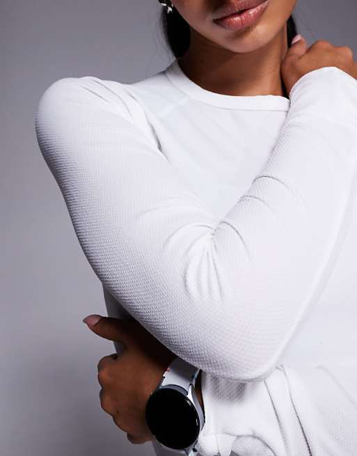 4505 Seamless Slim Fit Running Long Sleeve Top In White