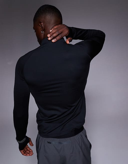 4505 Slim Fit 1/4 Zip Base Layer Long Sleeve Running Top In Black