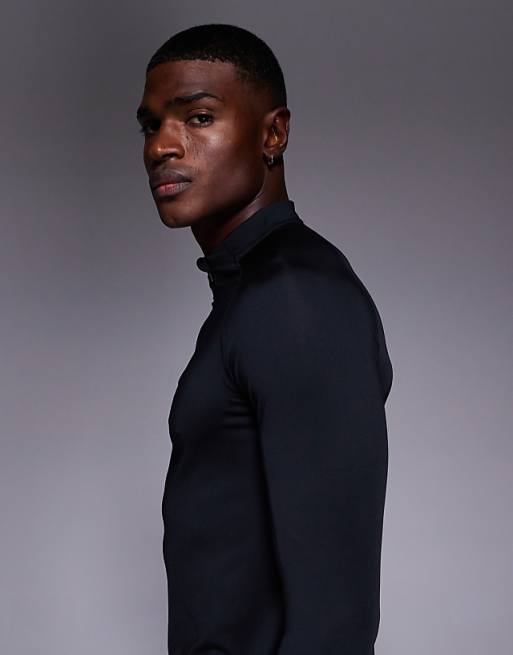 4505 Slim Fit 1/4 Zip Base Layer Long Sleeve Running Top In Black