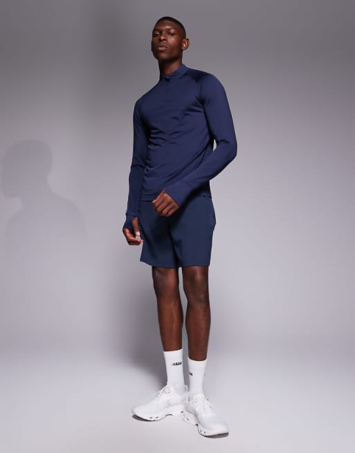 4505 Slim Fit 1/4 Zip Base Layer Long Sleeve Running Top In Deep Navy