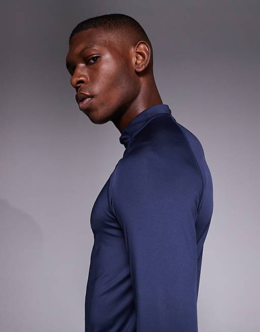 4505 Slim Fit 1/4 Zip Base Layer Long Sleeve Running Top In Deep Navy