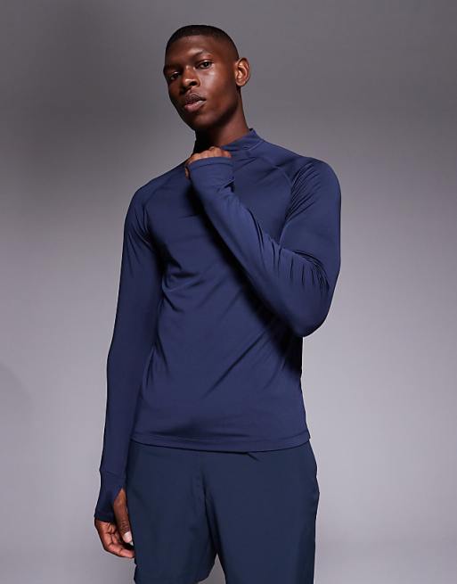 4505 slim fit 1/4 zip base layer long sleeve running top in deep navy