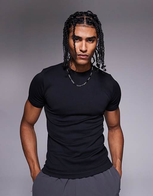 4505 slim fit seamless ribbed training t-shirt in black
