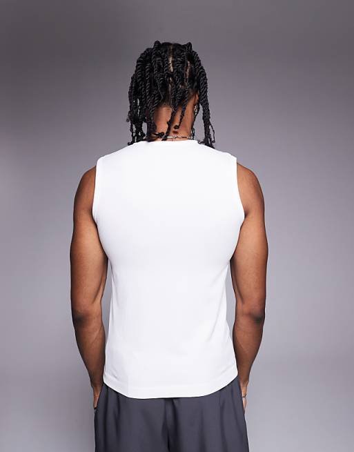 4505 Slim Fit Seamless Ribbed Training Tank In White