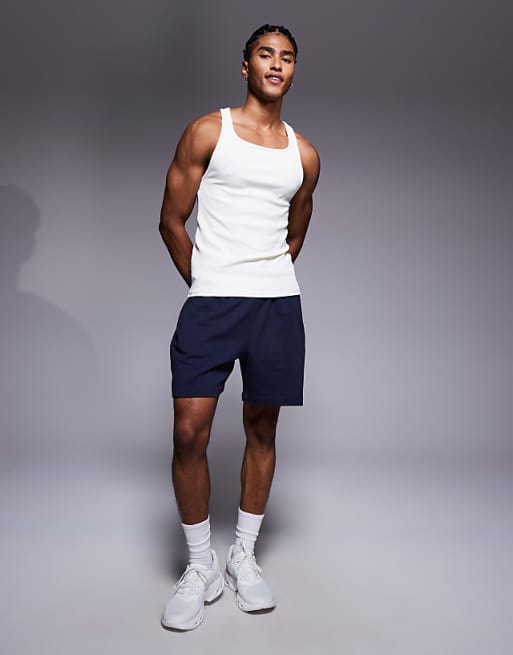 4505 Slim Fit Square Neck Training Vest In Vintage White