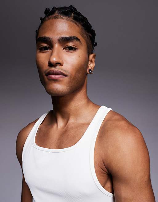 4505 Slim Fit Square Neck Training Vest In Vintage White