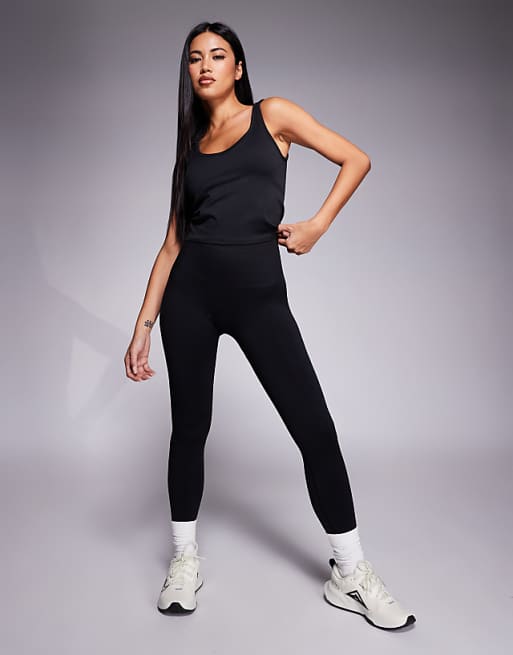 4505 Smooth Seamless V Neck Vest With Inner Bra In Black