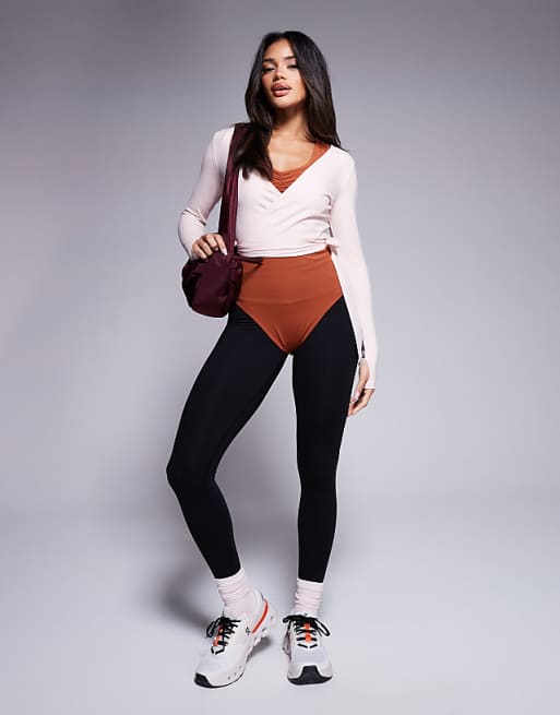 4505 Soft Touch Ballet Wrap Long Sleeve Top In Pearl Blush