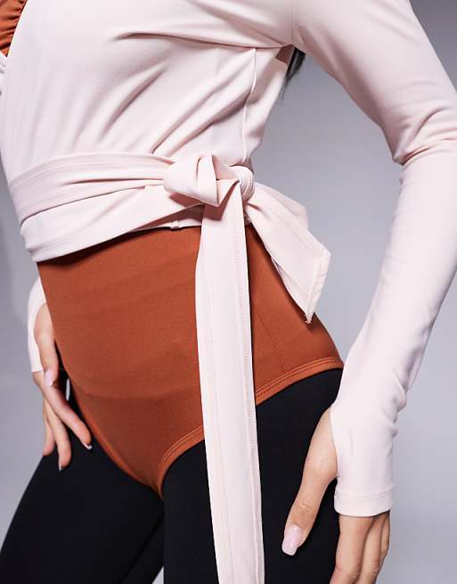 4505 Soft Touch Ballet Wrap Long Sleeve Top In Pearl Blush