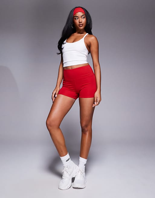 4505 soft touch high waist booty shorts in red