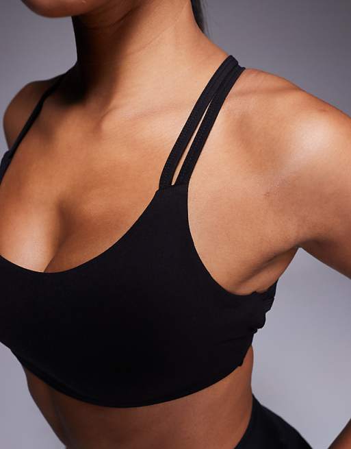 4505 Soft Touch Light Support Cross Back Studio Bra With Removable Padding In Black