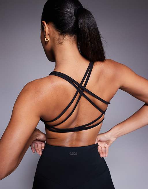 4505 soft touch light support cross back studio bra with removable padding in black