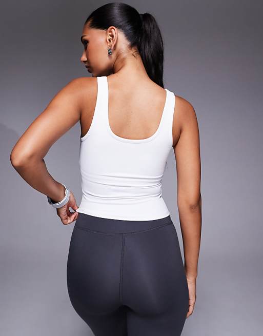 4505 Soft Touch Rib Vest With Inner Bra In White