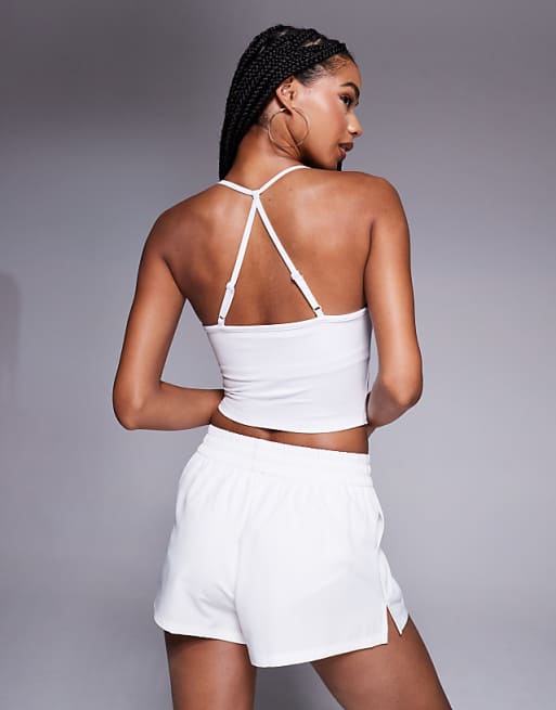 4505 Soft Touch Ruched Front Yoga Cami With Inner Bra In White