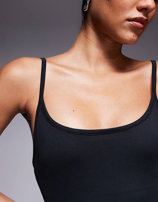 4505 Soft Touch Strappy Romper With Inner Bra In Black