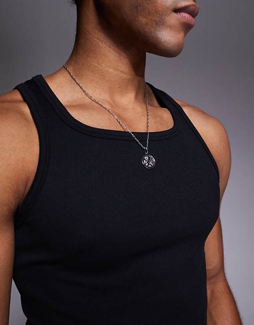 4505 Square Neck Slim Fit Seamless Rib Training Vest In Black