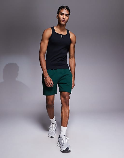 4505 Square Neck Slim Fit Seamless Rib Training Vest In Black