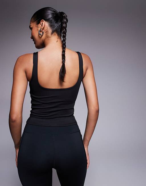 4505 Square Neck Vest With Inner Bra In Black