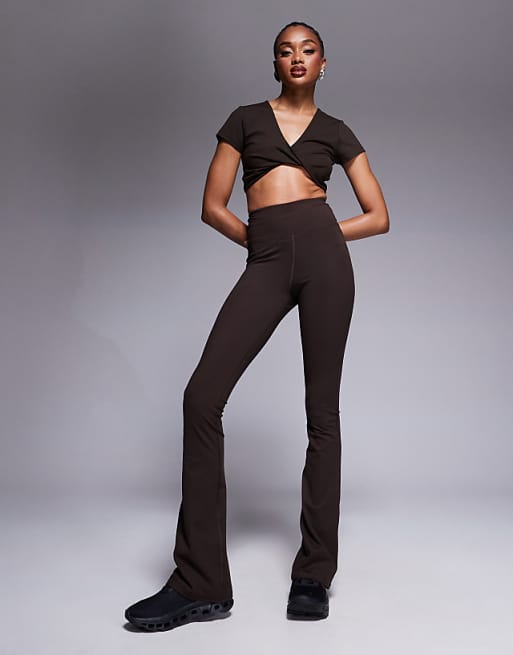 4505 Tall Icon soft touch high waist slim kick yoga legging in chocolate