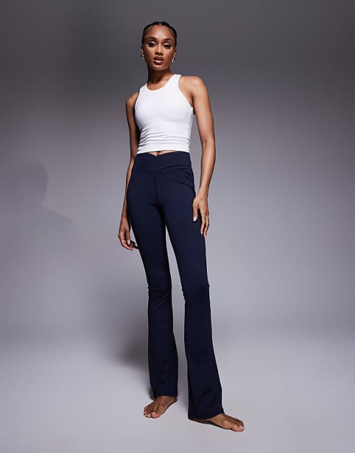 4505 Tall Icon soft touch wrap waist slim kick yoga legging in midnight navy