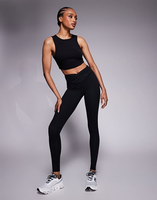 4505 Tall Icon soft touch wrap waist yoga legging in black