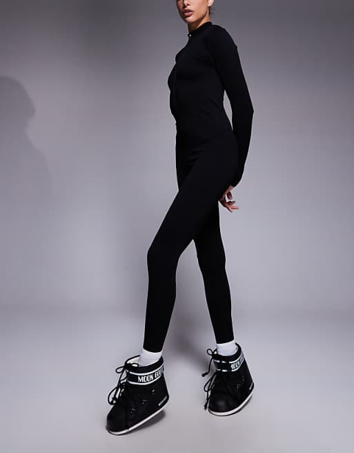 4505 Tall Seamless Zip Front All-in-one In Black