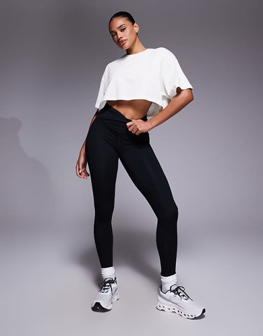 4505 Yoga Cropped Heavyweight Cotton Back Print T-shirt With Quick Dry Finish In Vintage White