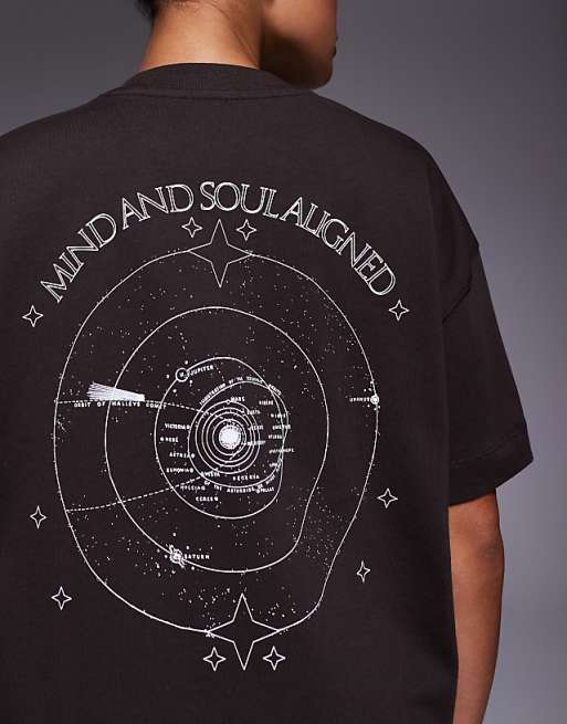 4505 Yoga Heavyweight Cotton Oversized Back Print T-shirt With Quick Dry Finish In Deep Brown