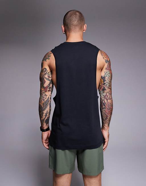 4505 Yoga Lightweight Quick Dry Performance Drop Armhole Vest In Black