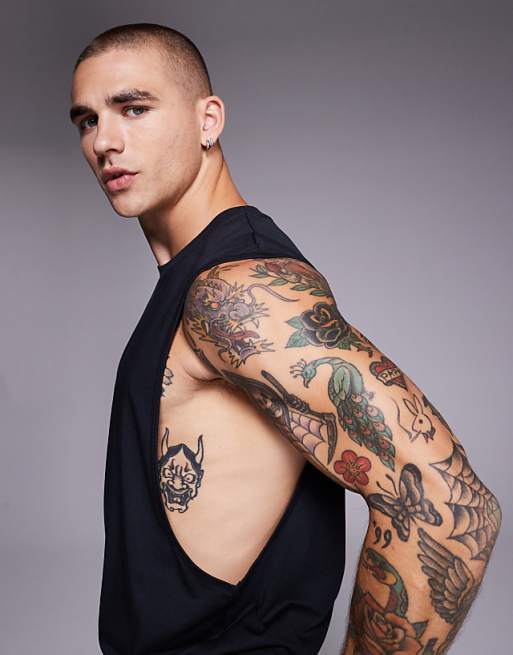 4505 Yoga lightweight quick dry performance drop armhole vest in black