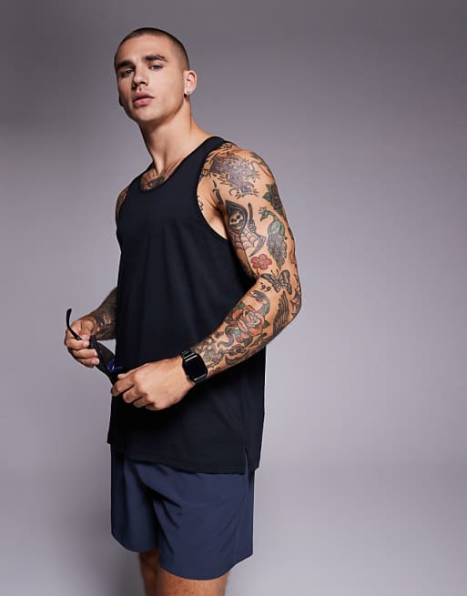 4505 Yoga lightweight quick dry performance racer back tank in black