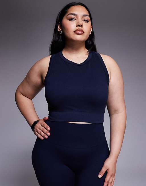 4507 Curve Active Double Layer Support Seamless Rib Sports Bra In Navy