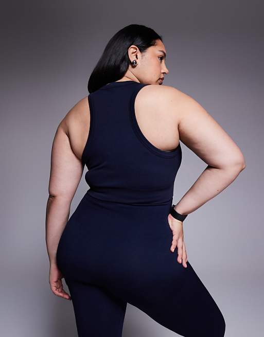 4507 Curve Active Double Layer Support Seamless Rib Sports Bra In Navy