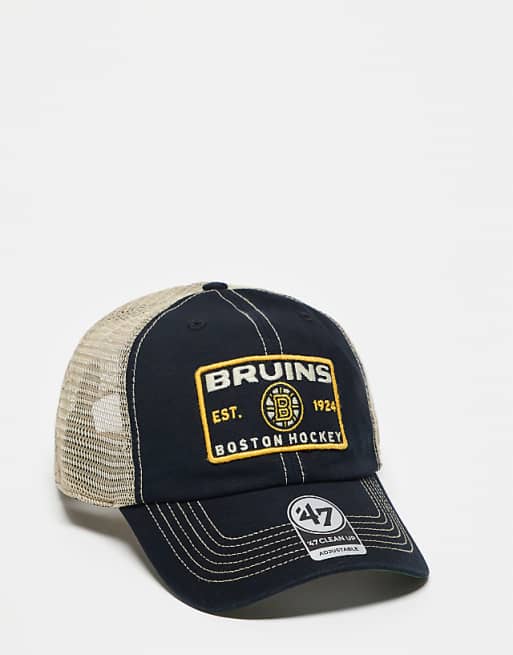 47 Brand Boston Hockey patch detail trucker cap in black multi