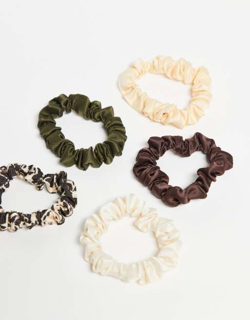 Accessorize 5 Pack Cow Print Skinny Scrunchies In Multi