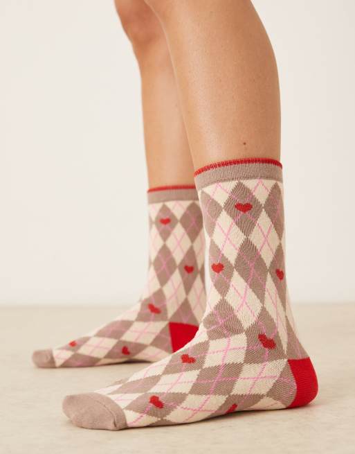 Accessorize Argyle Socks In Brown