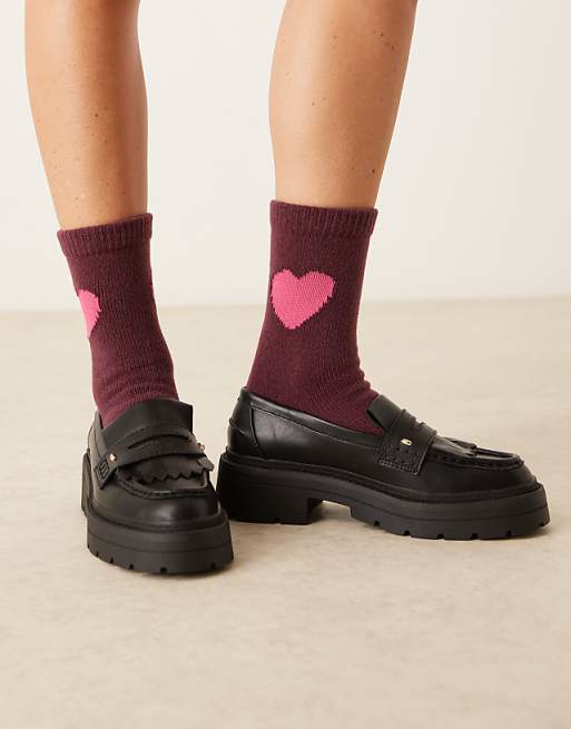 Accessorize heart cosy socks in burgundy