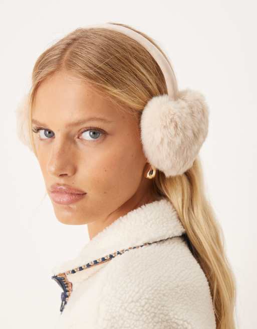 Accessorize Heart Fur Earmuff In White
