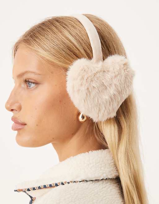 Accessorize heart fur earmuff in white