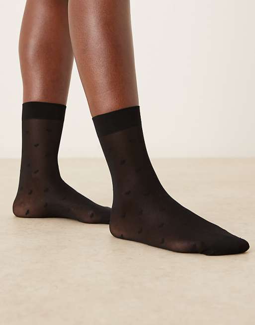 Accessorize heart sheer socks in black