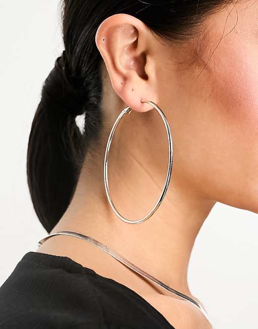 Accessorize Large Simple Hoop In Silver